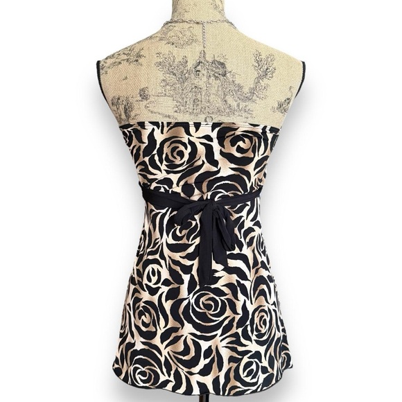 Vintage Floral Black and Tan Tube Top Size S - Picture 2 of 4